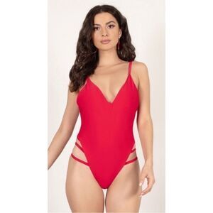 Tobi My Beloved Red Strappy High Cut One Piece Swimsuit